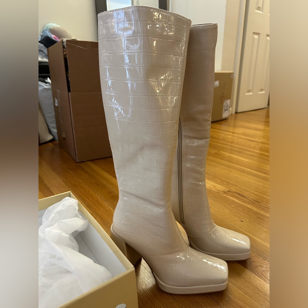 Princess Polly Montgomery Boot Off White Croc - Picture 4 of 4